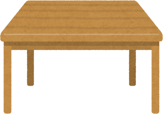 Illustration of a Wooden Table from the Front View